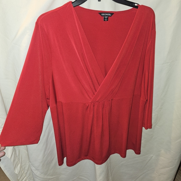 George Red Wrap-Style Blouse - Picture 2 of 5